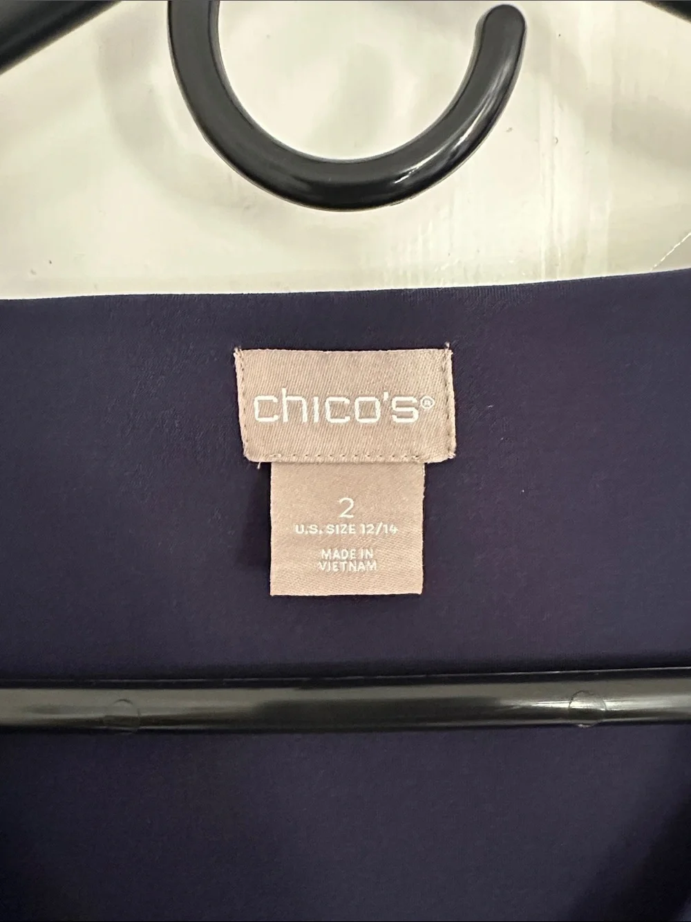 Chico’s Navy Faux-Wrap Dress - Picture 2 of 3